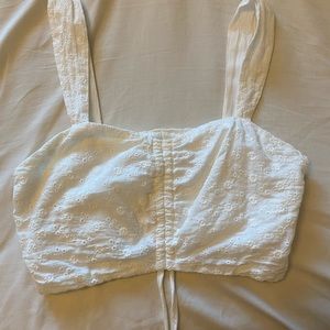 White floral print crop top